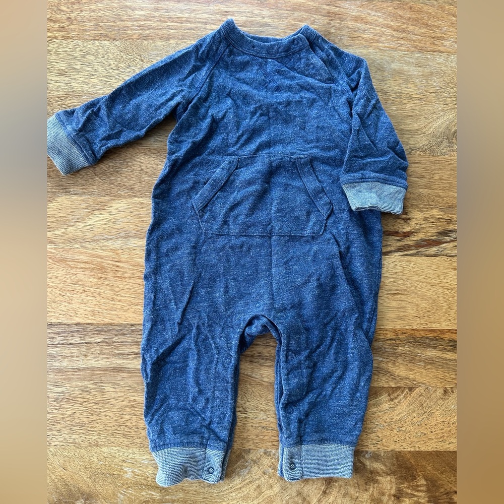 Baby Gap - navy blue terry one piece sweatsuit, 6-12 months